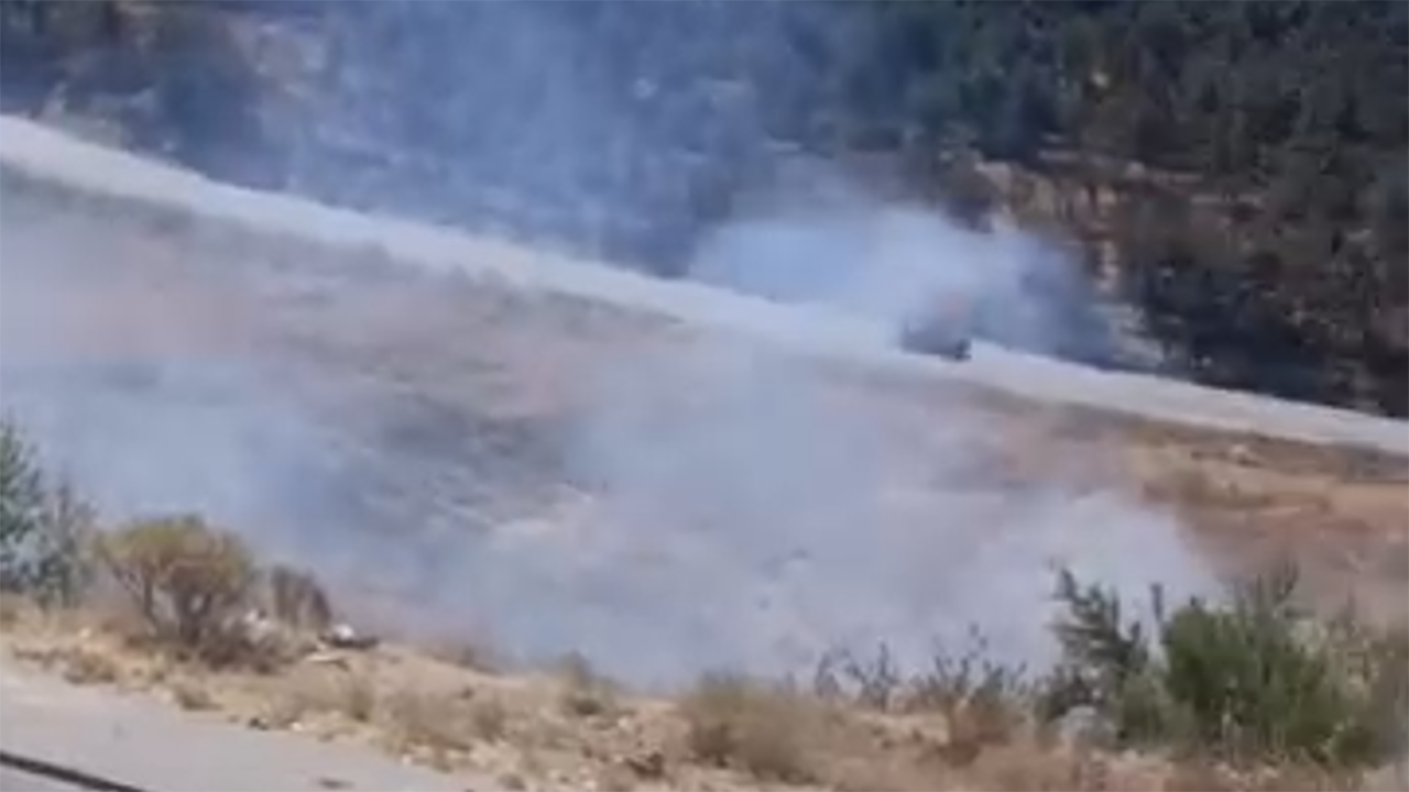 Eskişehir'de Otluk Alanda Çıkan Yangından Görüntüler