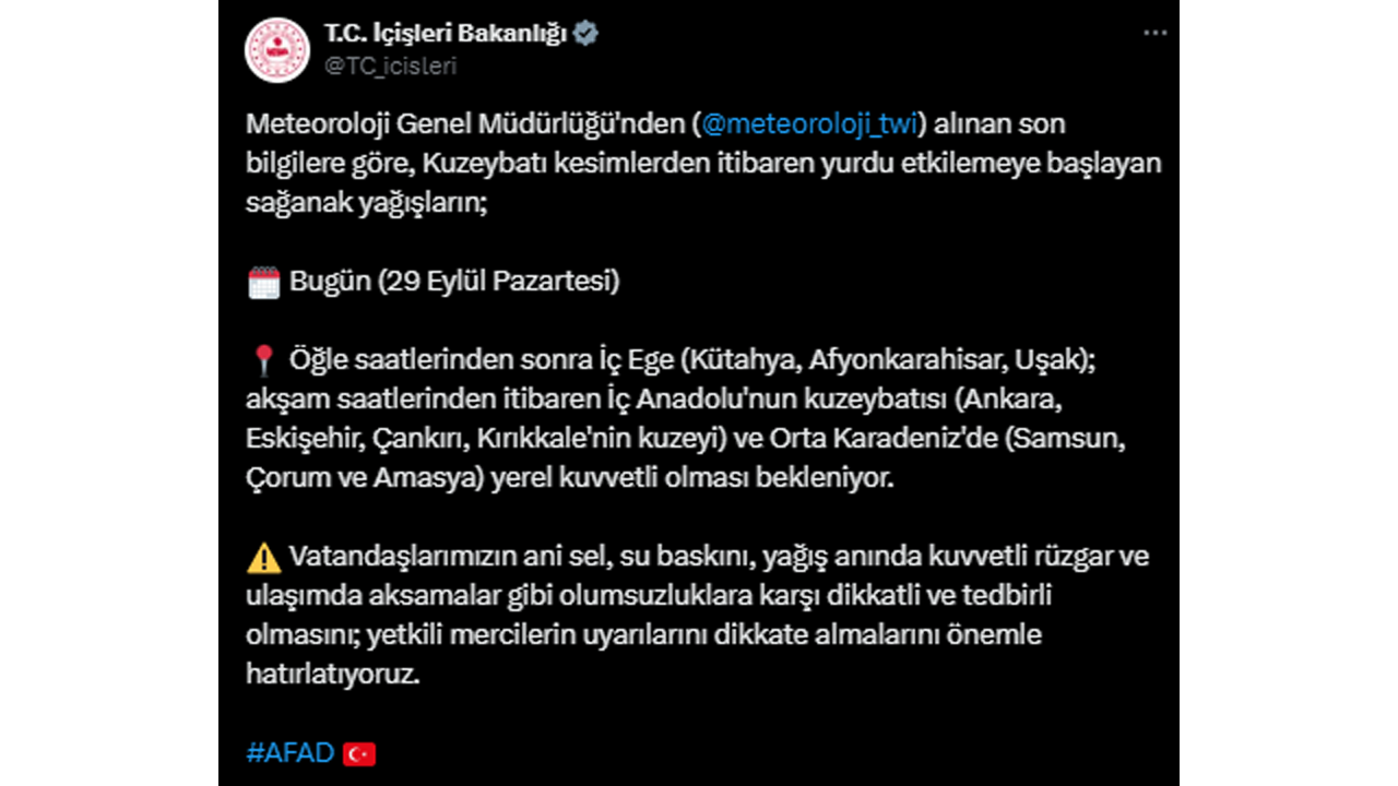 Içişleri Bakanlığı'ndan Eskişehir Uyarısı