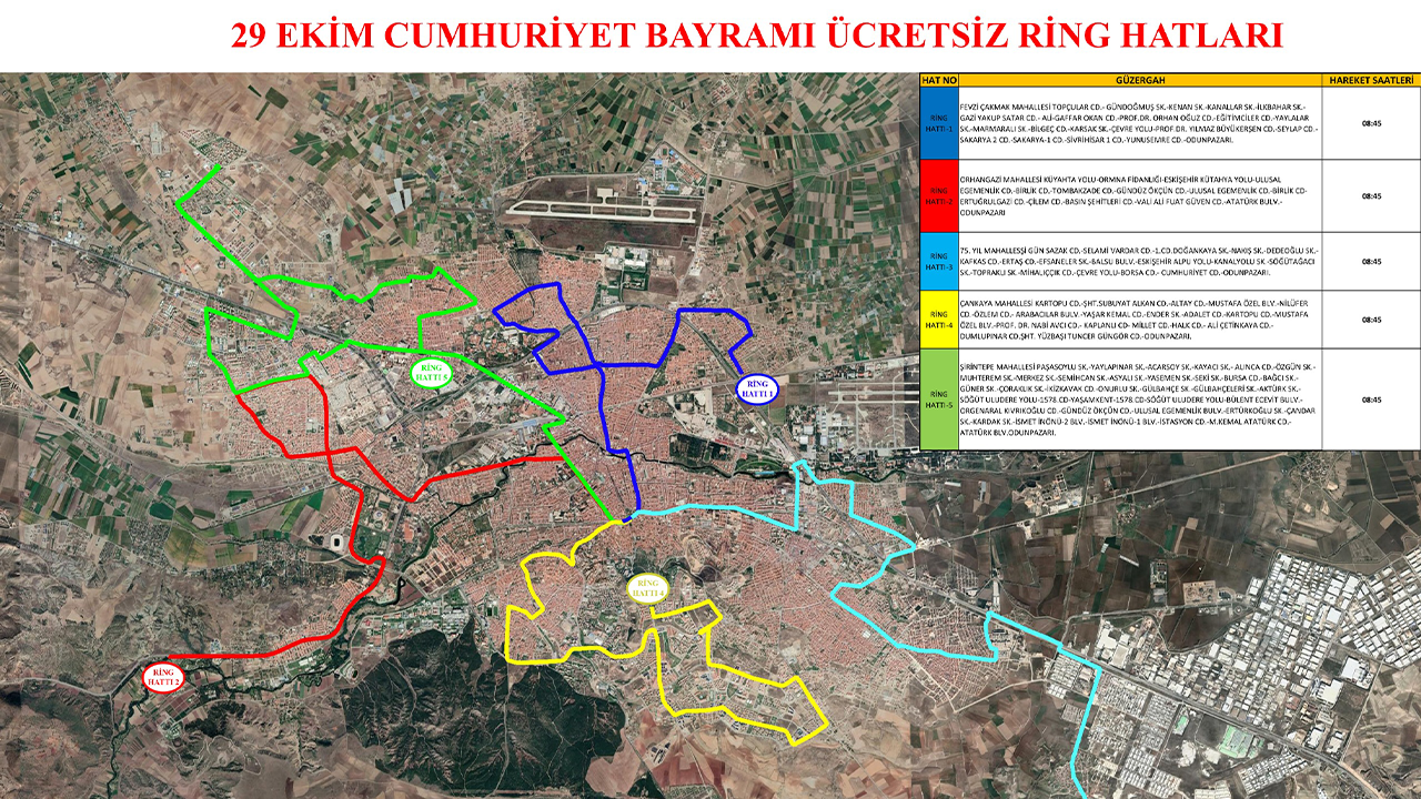 Eskişehir 29 Ekim Cumhuriyet Bayramı Ücretsiz Ring Seferleri