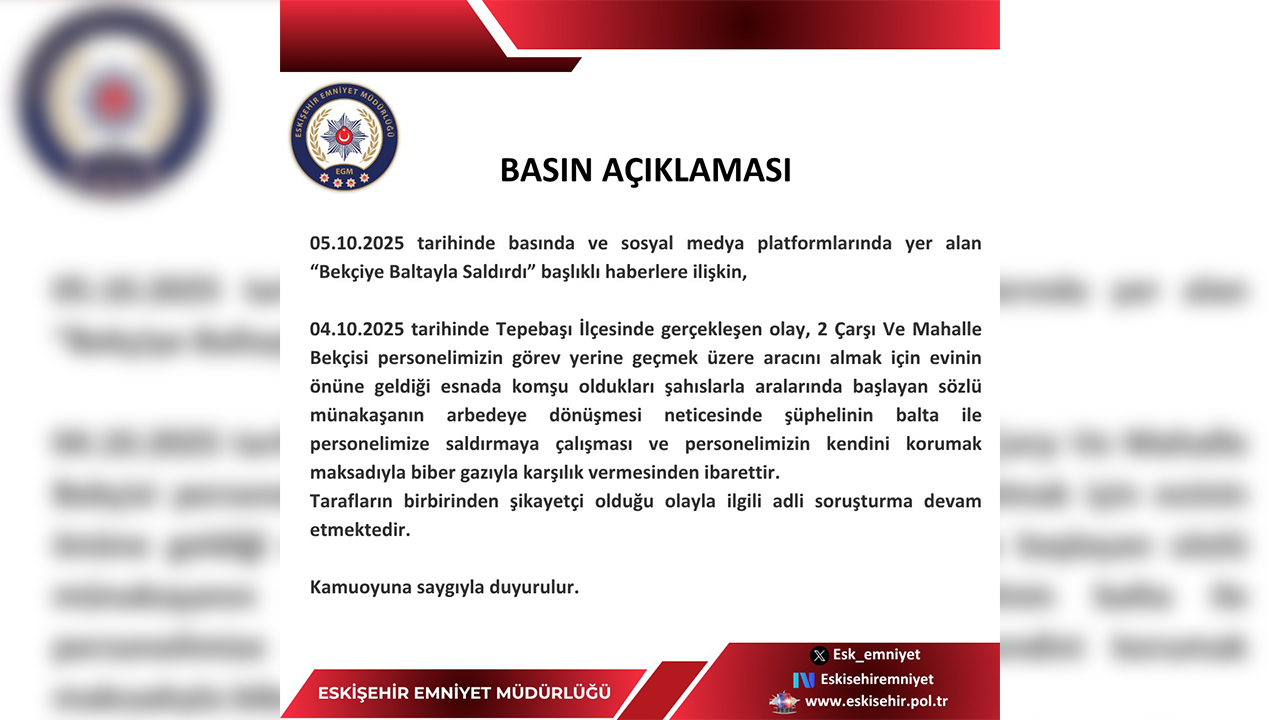 Eskişehir Emniyetinden Baltalı Saldırıya Dair Açıklama