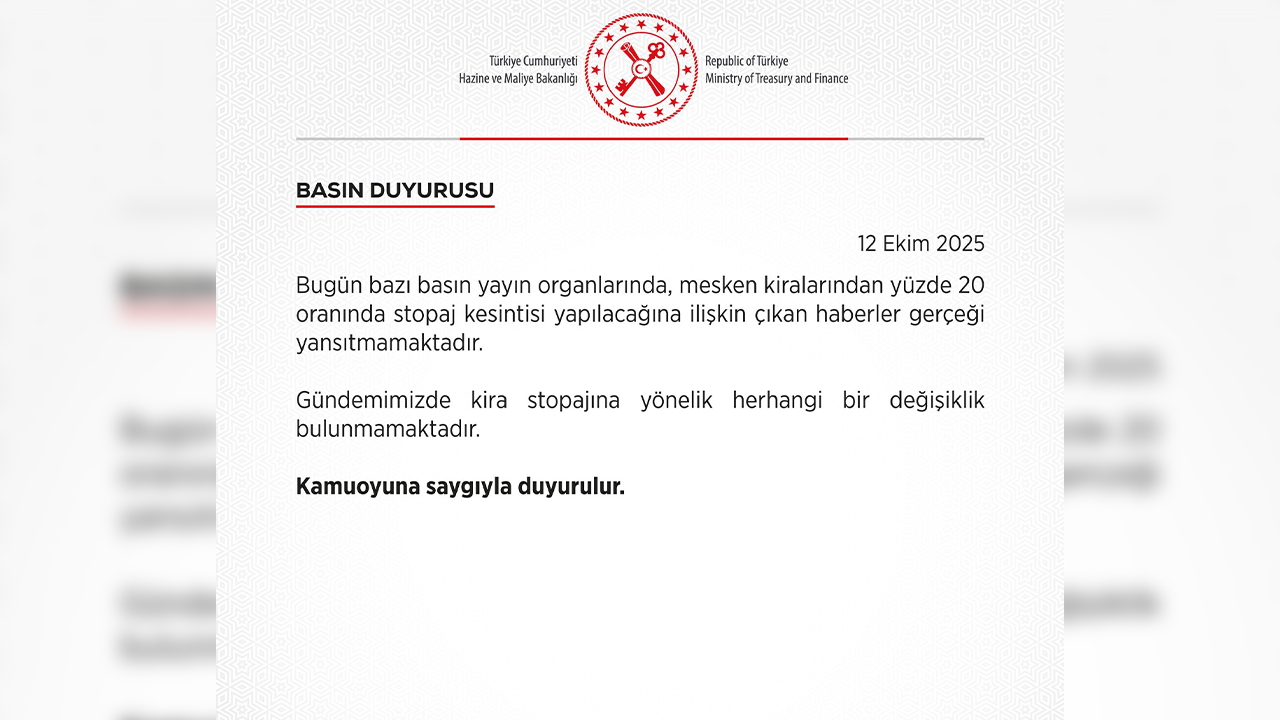 Hazine Ve Maliye Bakanlığı Basın Duyurusu