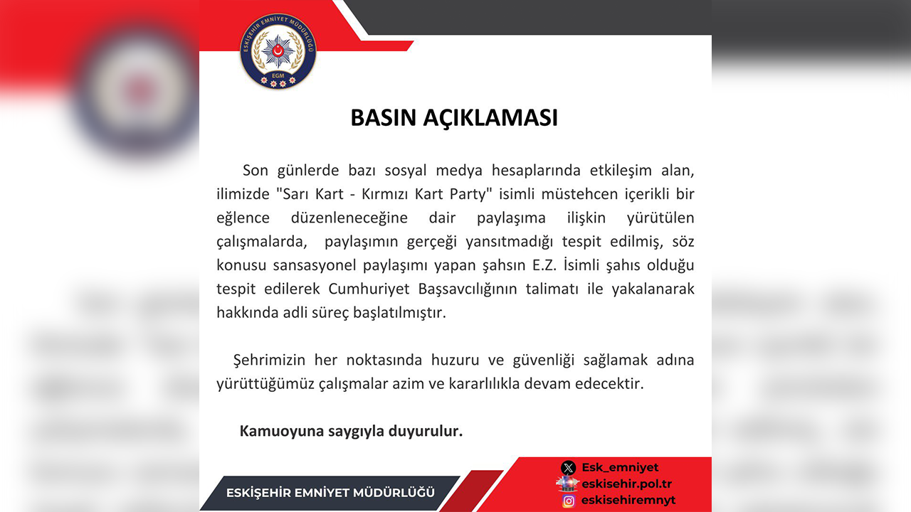 Emniyetten Basın Açıklaması