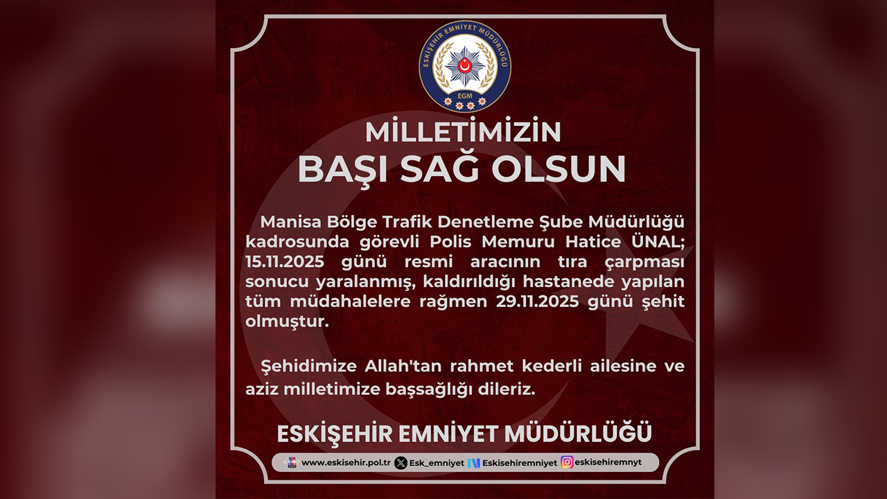Şehit Hatice Ünal Için Taziye Mesajı