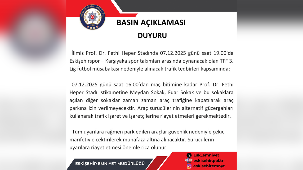 Maç Günü Bazı Yollar Kapatılacak