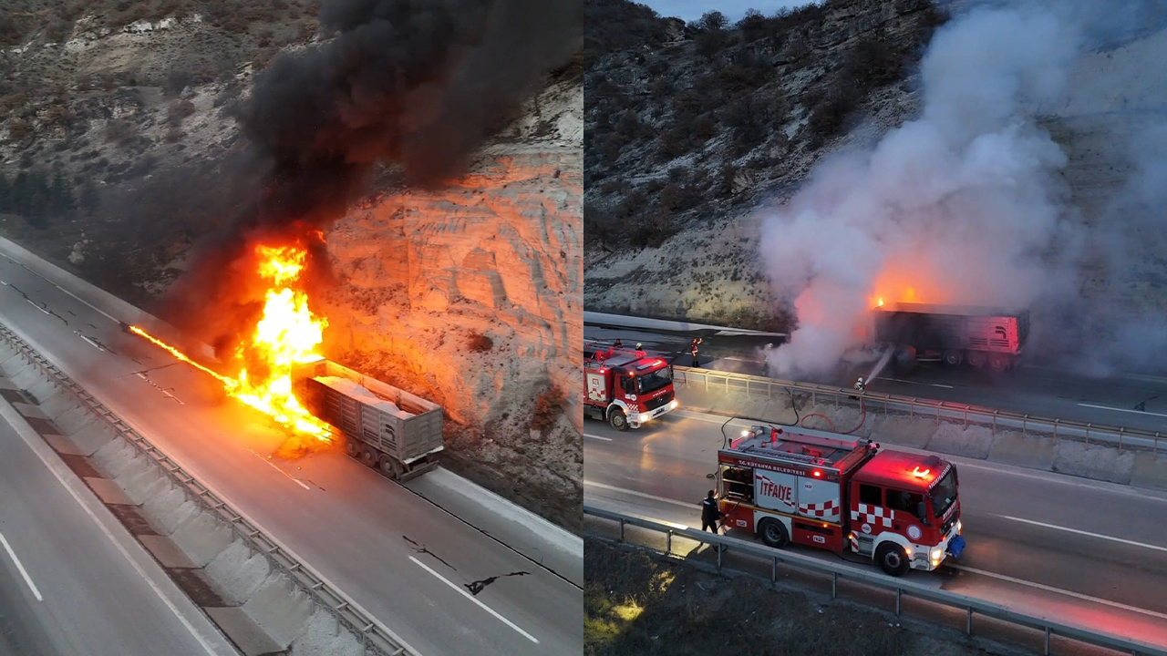 Eskişehir Yolunda Seyir Halindeki Tır Alevlere Teslim Oldu!