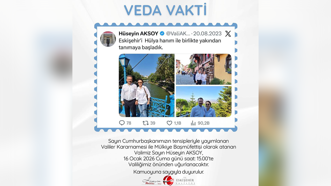 Vali Aksoy Eskişehir'e Veda Ediyor