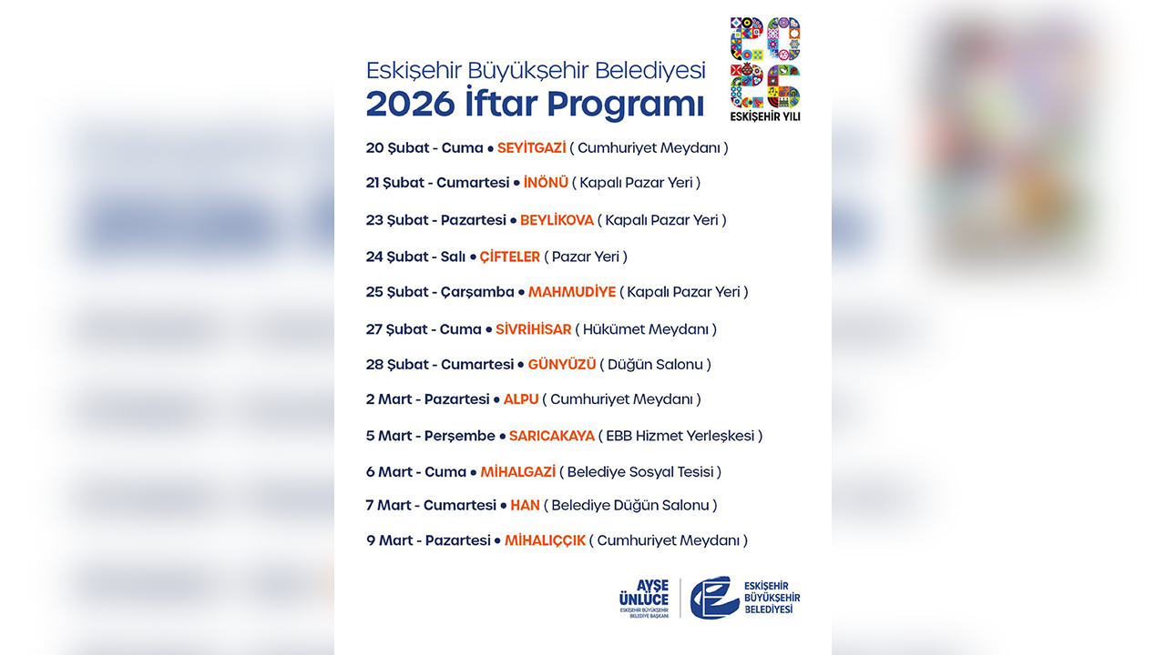 2026 Eskişehir Iftar Programı