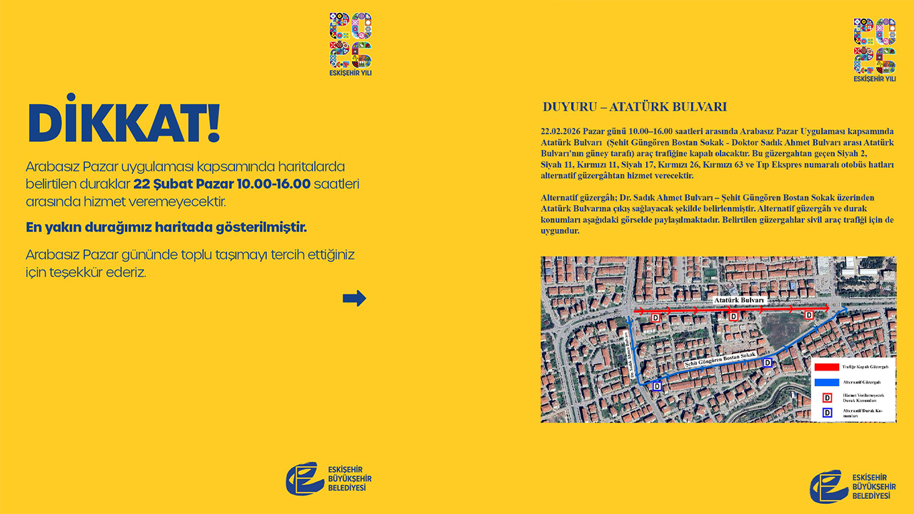 Atatürk Bulvarı Arabasız Pazar Duyurusu-1