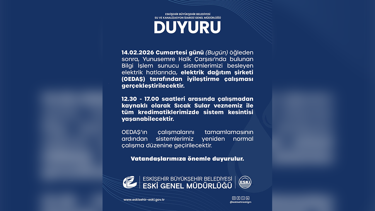 Eski Su Yükleme Noktalarında Kesinti Duyurusu