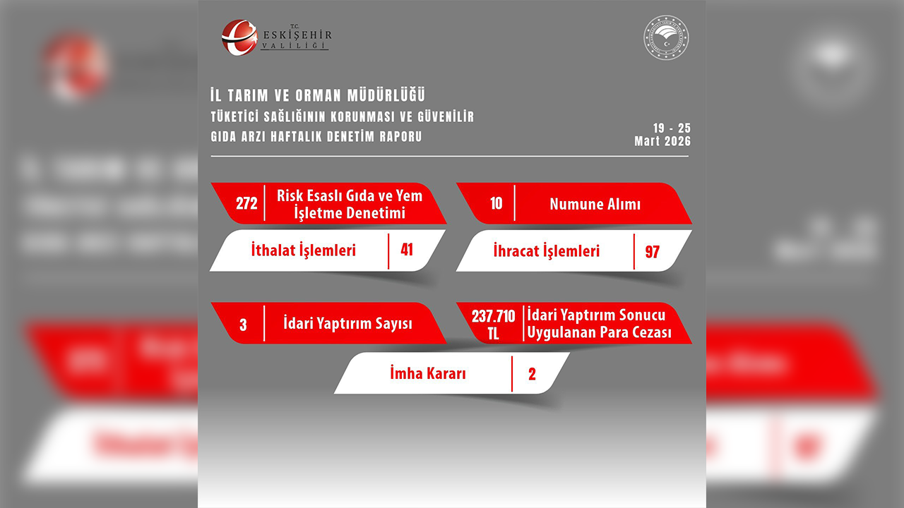 19, 25 Mart Il Tarım Müdürlüğü Denetim Raporu