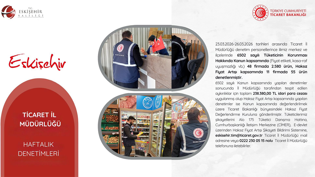 23, 26 Mart Ticaret Bakanlığı Denetim Raporu