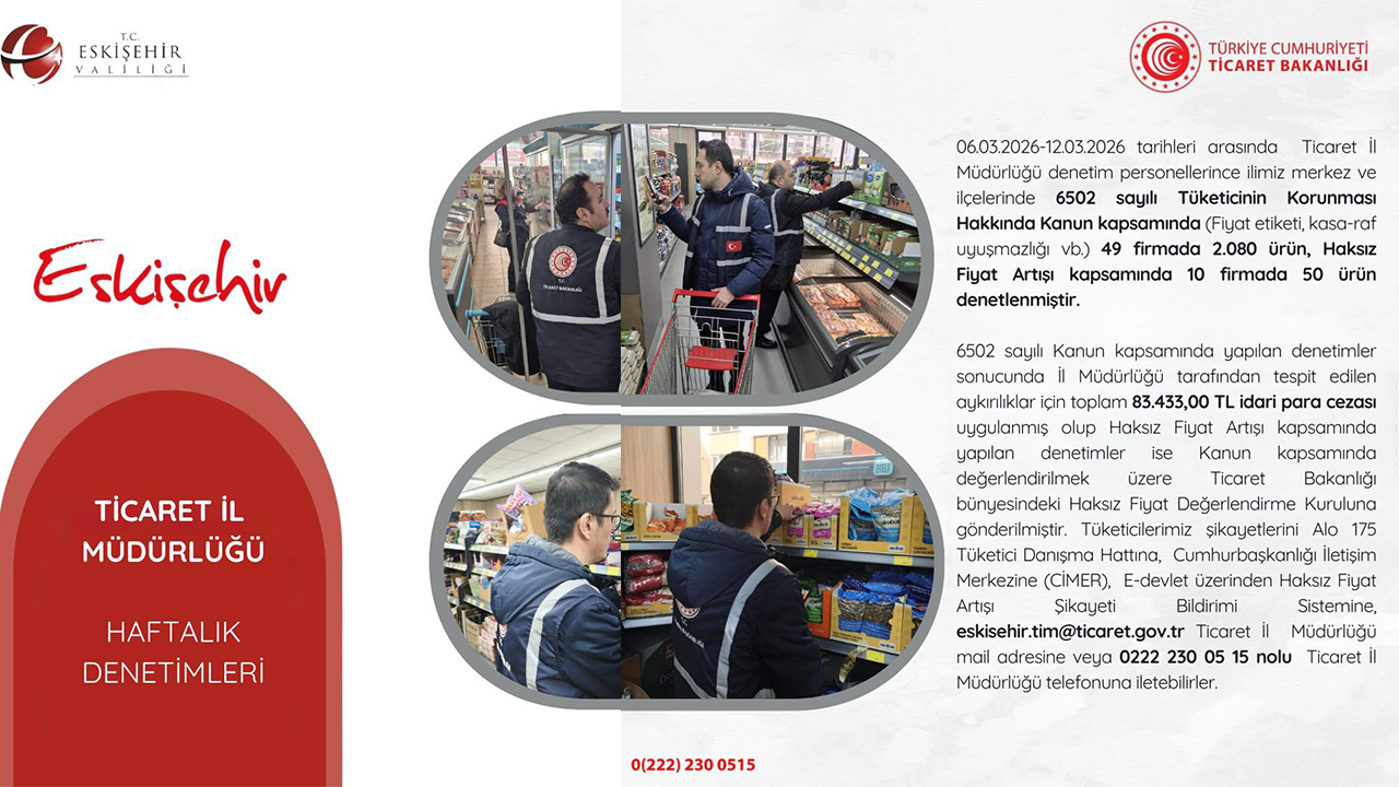 6, 12 Mart Haftalık Denetim Raporu