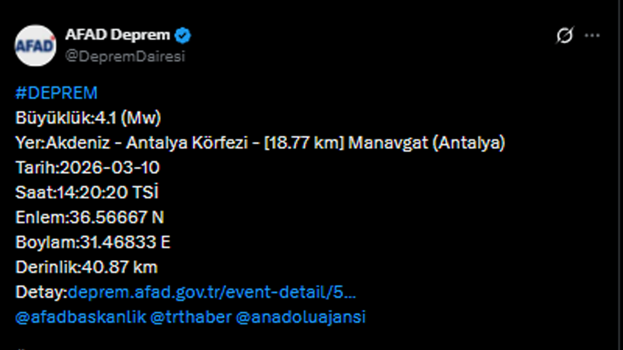 Afad Antalya Deprem Açıklaması
