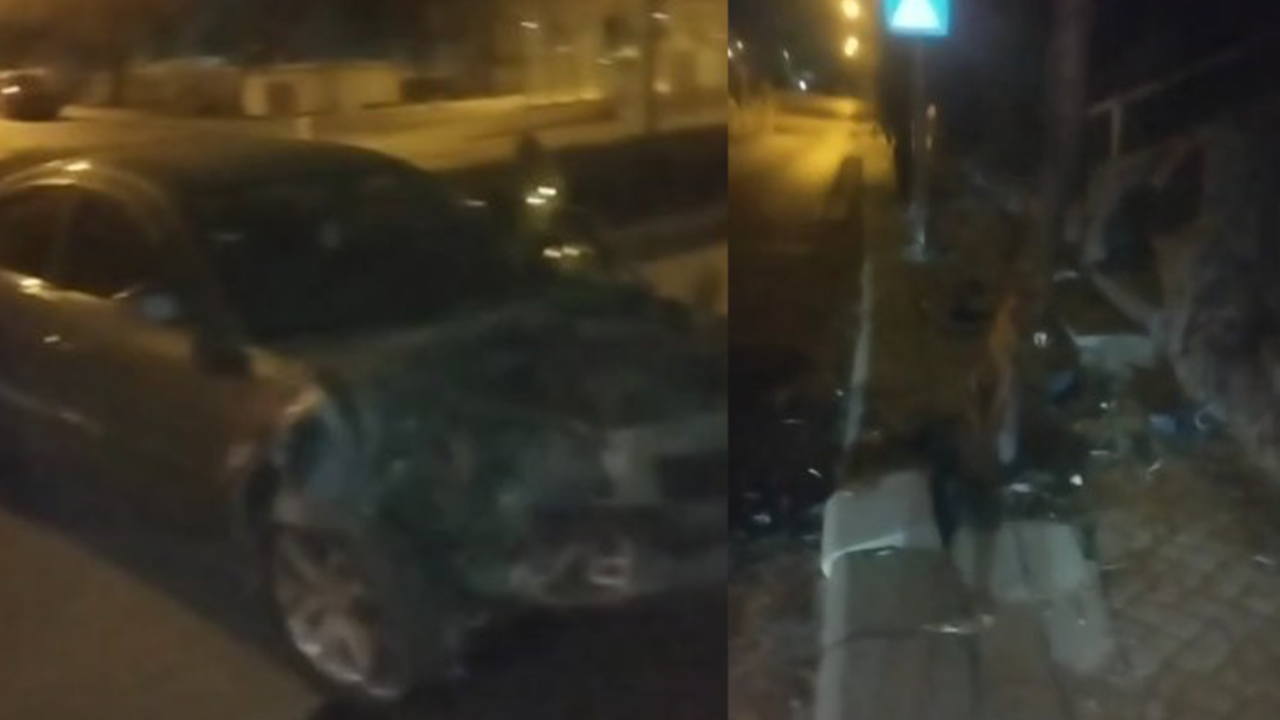 Ağaca Çarpan Araçta Ciddi Maddi Hasar Oluştu