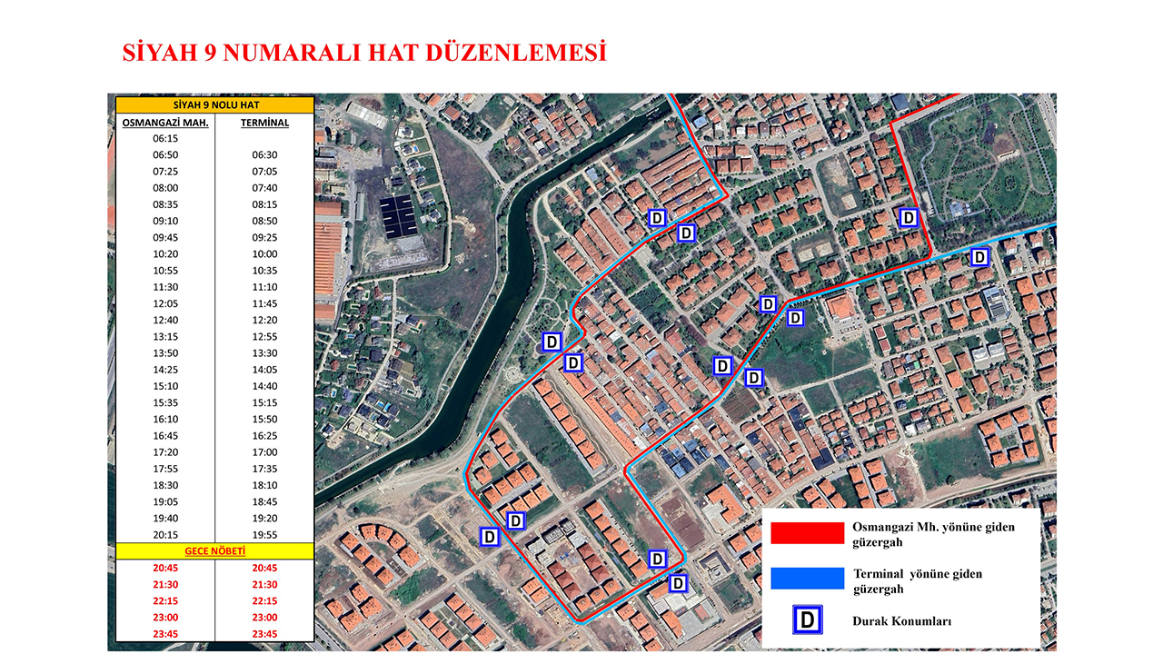 Eskişehir Siyah 9 Otobüs Güzergahı