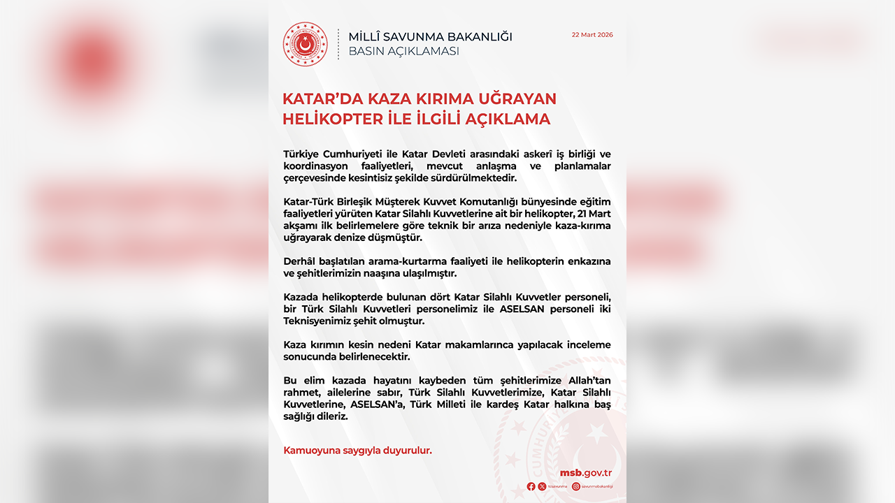 Msb'den Düşen Helikopter Hk. Açıklama