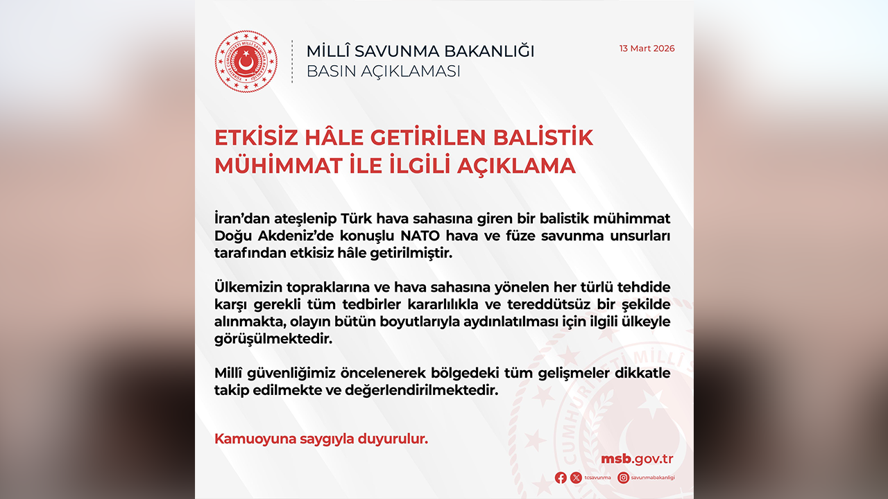Msb'nin Iran'dan Atılan Füze Hk. Açıklaması