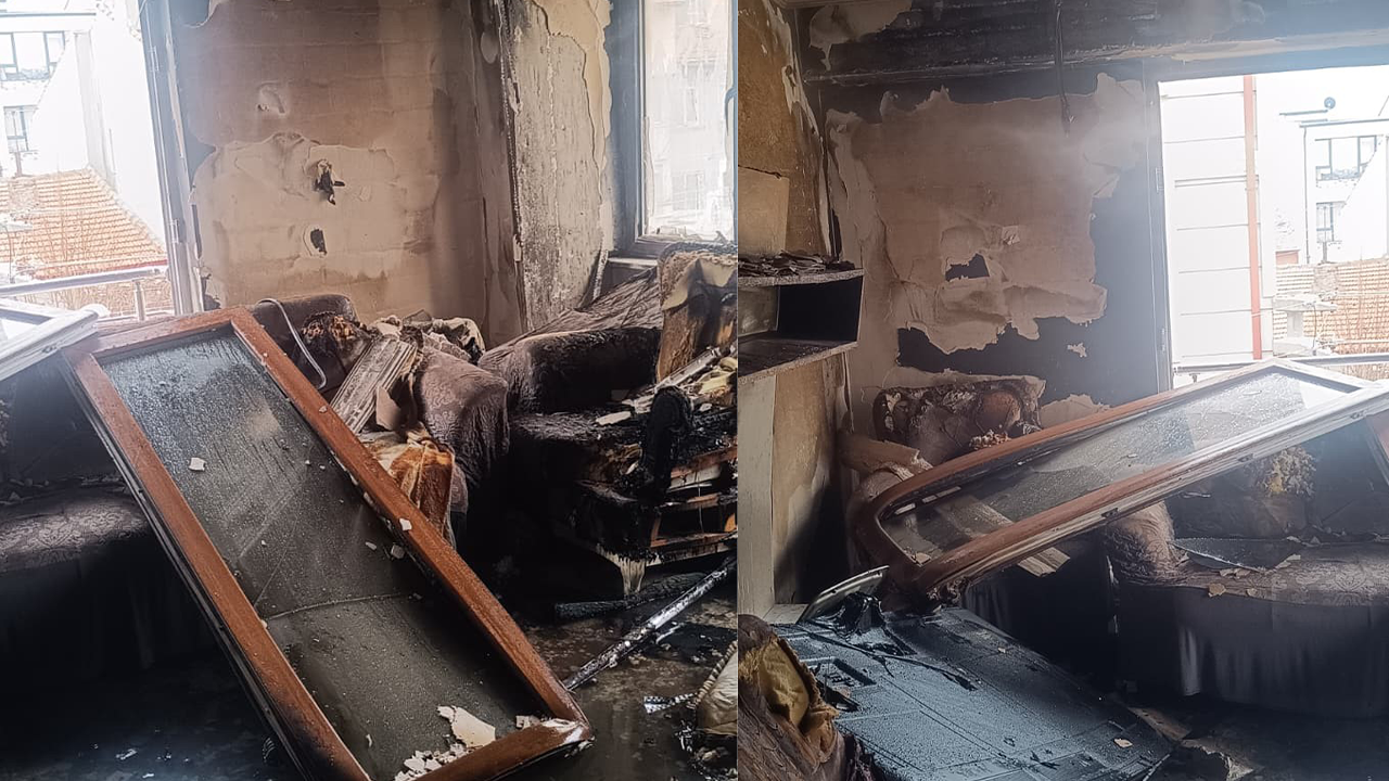 Yangın Nedeniyle Evde Büyük Hasar Meydana Geldi