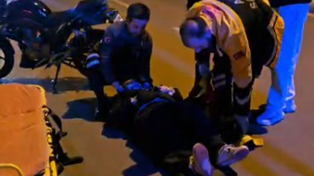 Yaralı Motosiklet Sürücüsü Hastaneye Götürüldü