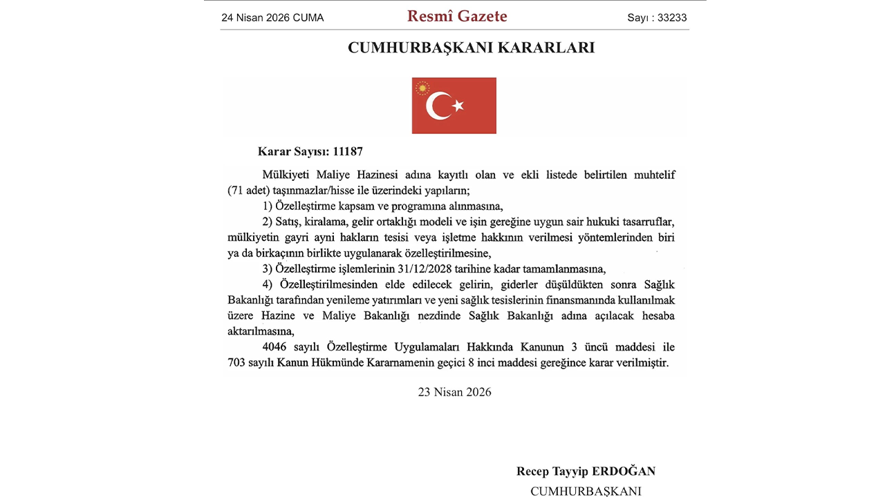 24 Nisan Cuma Cumhurbaşkanı Kararları Resmi Gazete