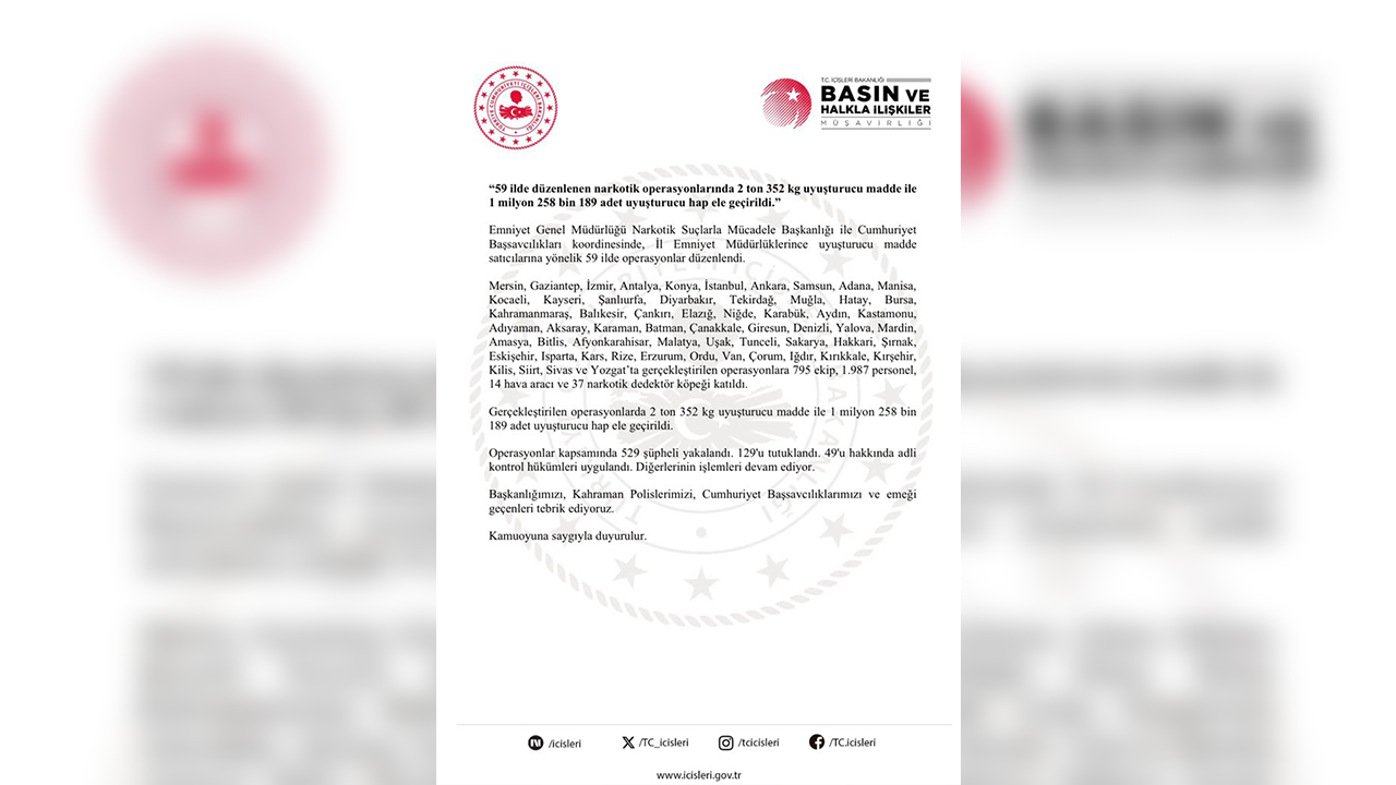 59 Ilde Dev Narkotik Operasyon