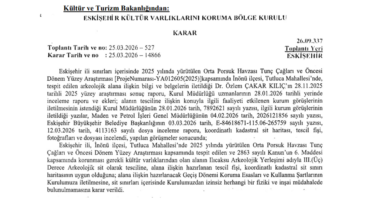 Eski̇şehi̇r Kültür Varliklarini Koruma Bölge Kurulu Karari