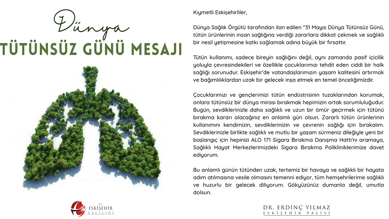 Dünya Tütünsüz Günü Mesajı