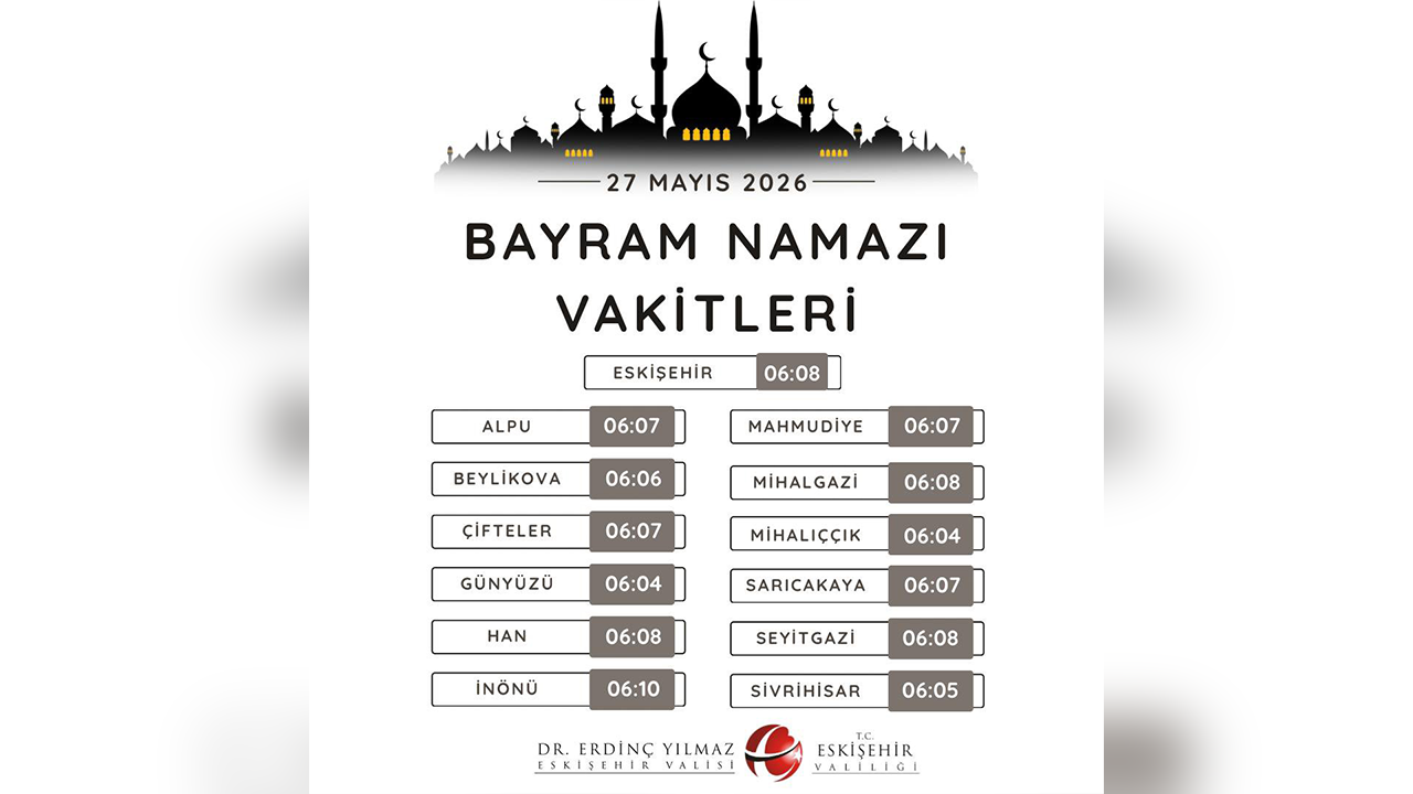 Eskişehir Kurban Bayramı Namaz Vakitleri