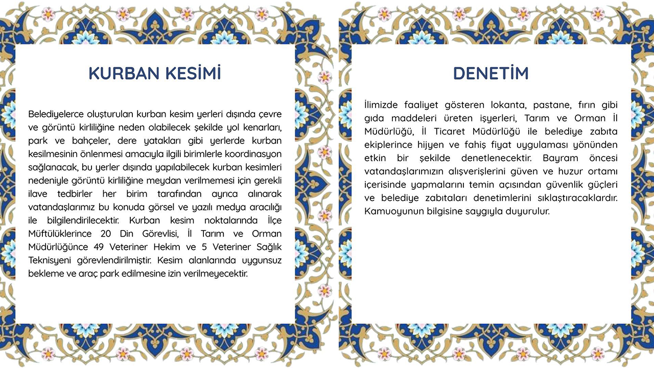 Kurban Kesi̇mi̇ Ve Deneti̇m