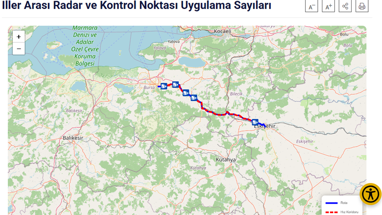 kontrol noktaları detaylı olarak görüntülenebiliyor