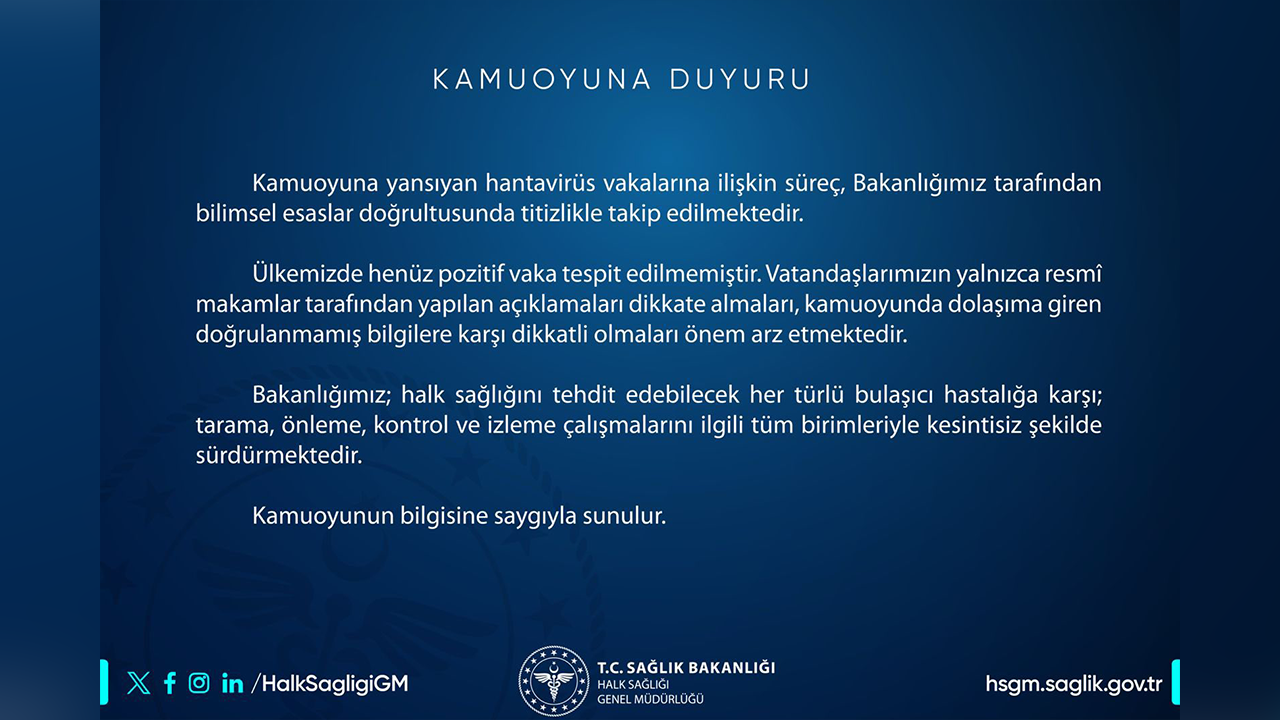 Sağlik Bakanliği Hantavi̇rüs Açiklamasi