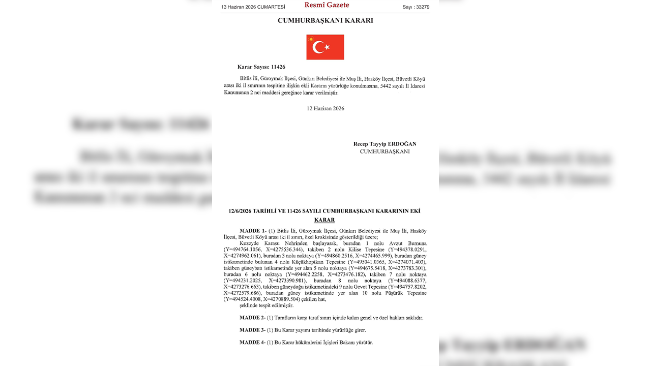 11426 Sayılı Cumhurbaşkanı Kararı