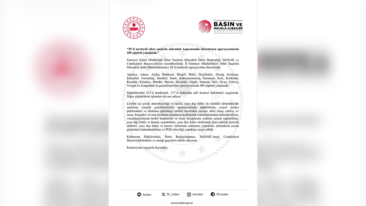 Eskişehir Dahil 29 Ilde Kritik Operayon