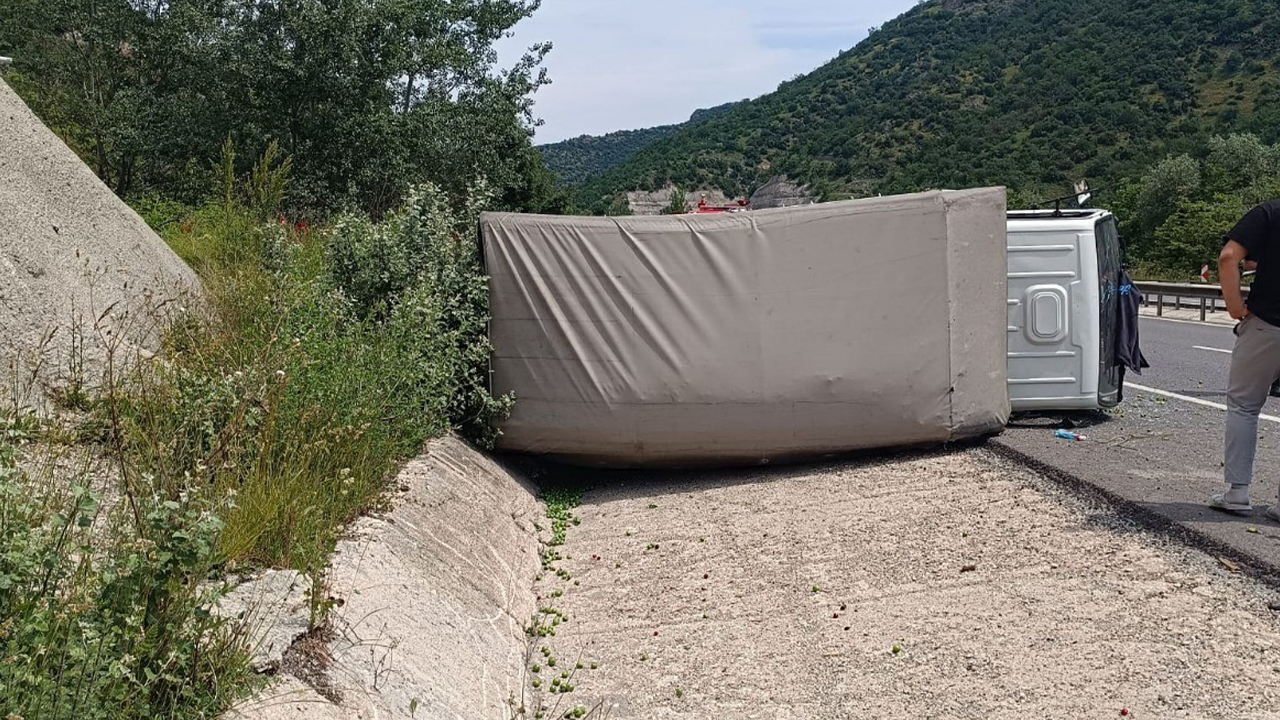 Kontrolden Çıkan Kamyonet Su Kanalına Devrildi