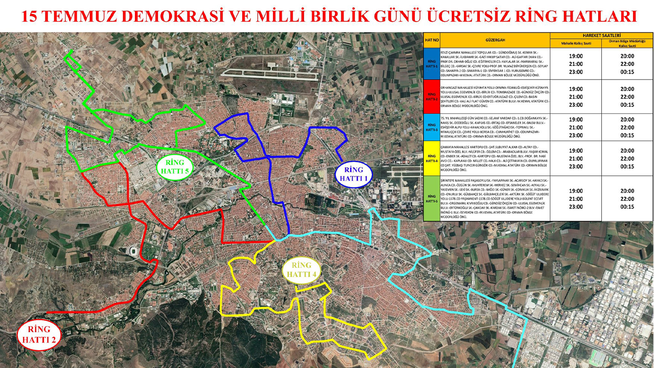 15 Temmuz Ücretsiz Ring hattı seferleri