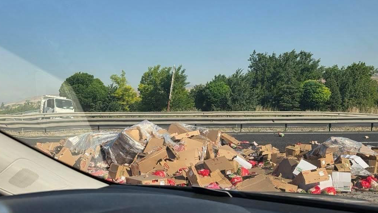Tavuk Yüklü Tır Akaryakıt Istasyonu Tabelasına Çarparak Devrildi