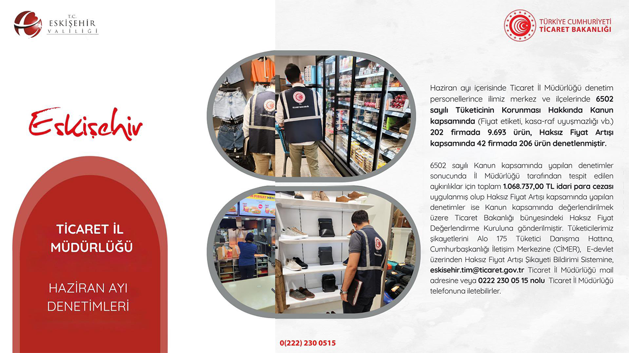 Ticaret Il Müdürlüğü Haziran Ayı Denetimleri