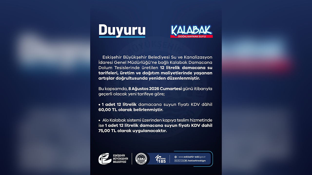 2026 Kalabak Su Fiyatları