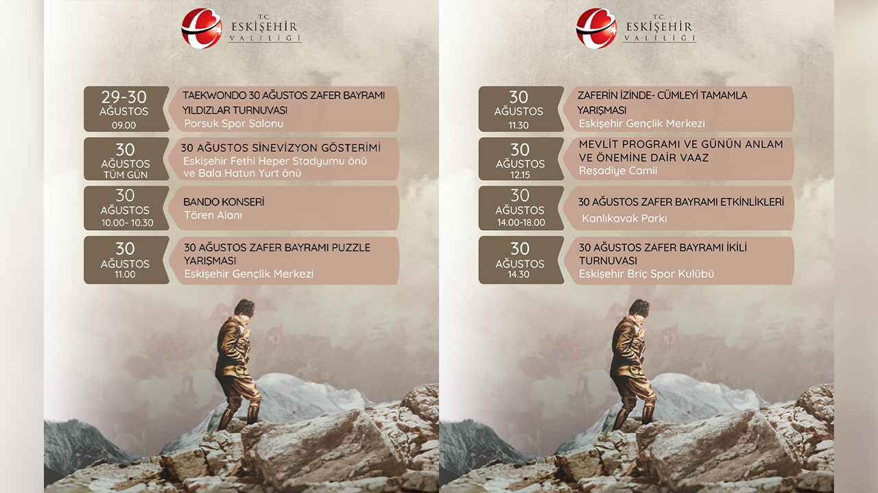 Eskişehir Valiliği 30 Ağustos Programı