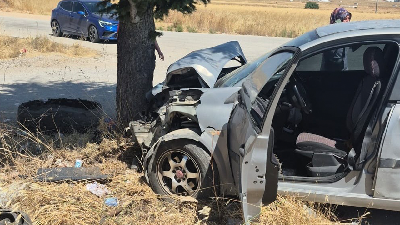 Araçlardan Biri Ağaca Çarparak Durabildi