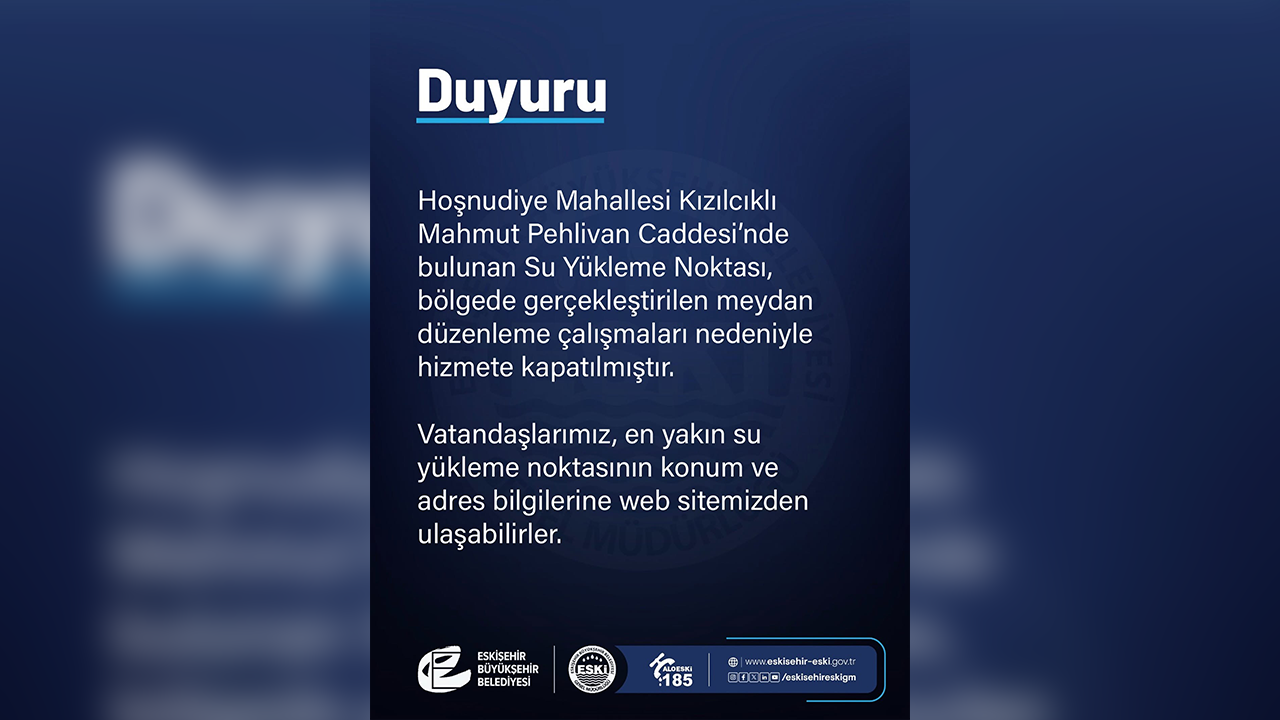 Su Yükleme Noktası Hizmete Kapatıldı