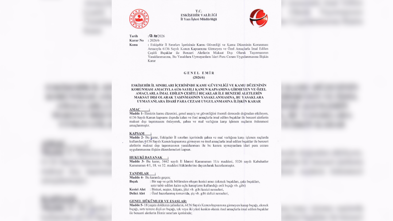 Eskişehir Valiliği Genel Emir 2026 6